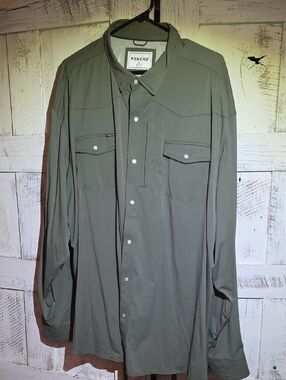 Poncho "The Brazos" Men's Olive Green Casual Button-Down Shirt